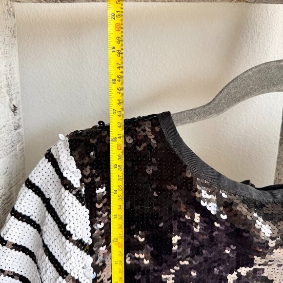 ZARA Limited Edition Black/White Sequin Open Tie-Back Top - Picture 9 of 11